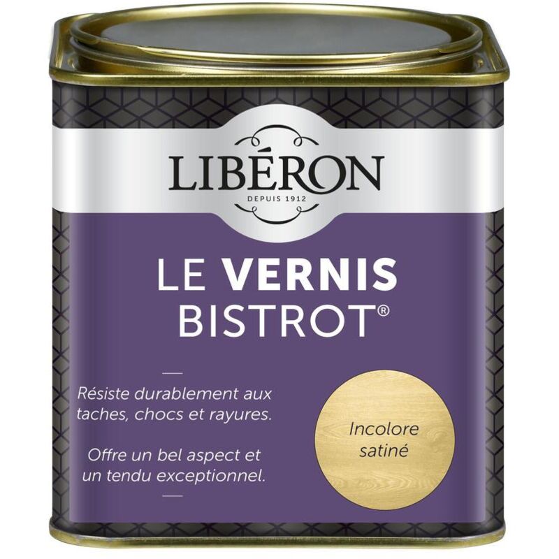 Liberon - Vernis bistrot® pour meubles et objets Incolore satin 0,5L