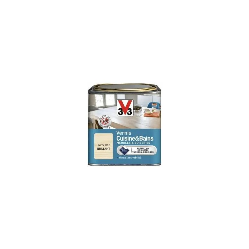 V33 - Vernis cuisine & bains - Incolore 0,5 l Finition : Brillant
