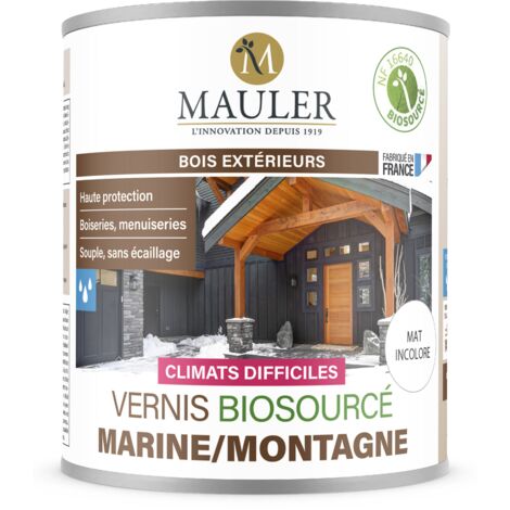 Vernis bois extérieur UV & intempéries - 2,5L Mat Incolore - Ecolabel - Vernis biosourcé marine montagne Mauler