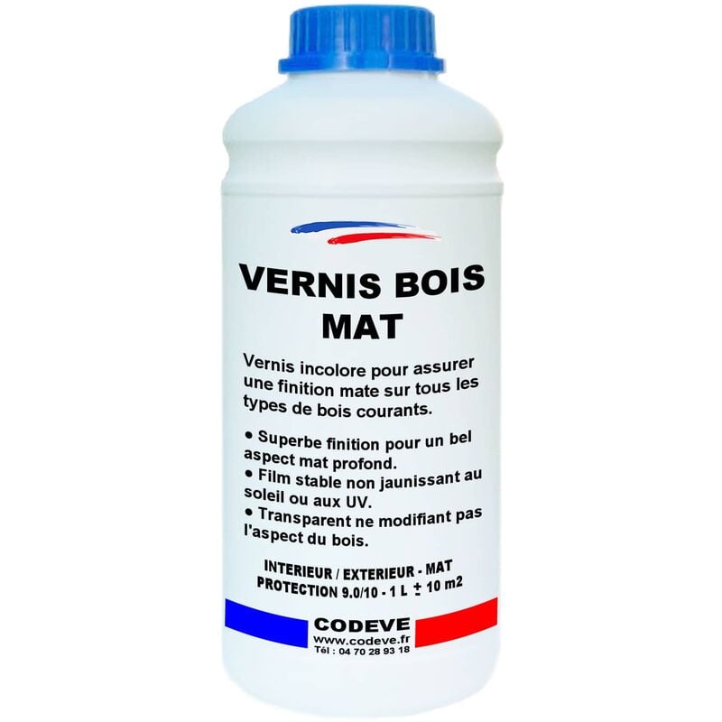Vernis Bois Mat - 1 L - Codeve Bois - Pour Un Aspect De Finition Mat Sur Un Bardage, Fenêtre Ou Volet En Bois.