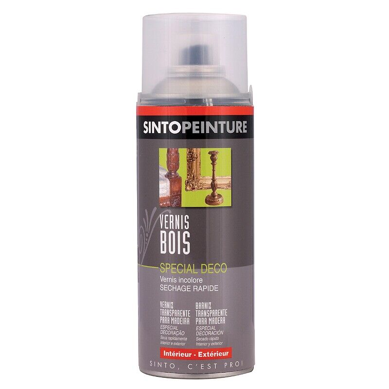 Sinto - Vernis bois peinture satiné teinte incolore aérosol de 400 ml