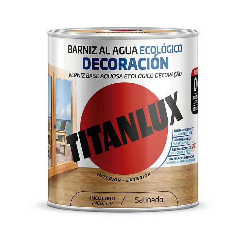 Titan - Vernis Ecologique a L'eau Pour Decoration Satinee Incolore 750ml lux M21100034