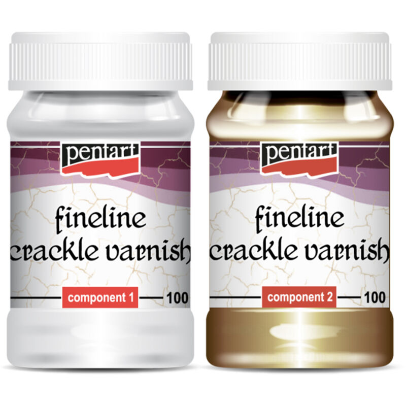 Vernis craquelé bi-composant pour peintures de découpage, vernis Pentart 2x100ml