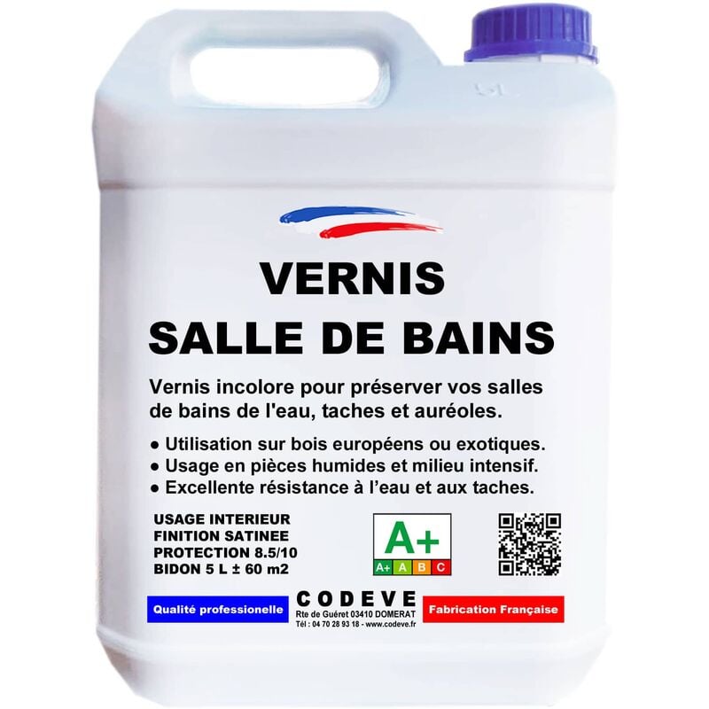 Codève Bois - Vernis Salle De Bain - 5 l - Codeve Bois - Pour La Protection De Votre Meuble De Salle De Bain Ou De Lavabo.