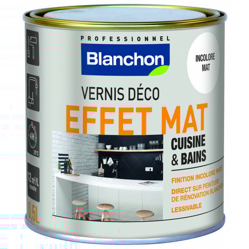 Vernis déco effet mat pour cuisine et bains 0,5 L B01933566