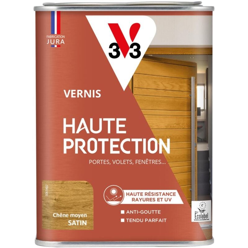 V33 - Vernis Haute Protection Ecolabel chêne moyen Satin - 1L