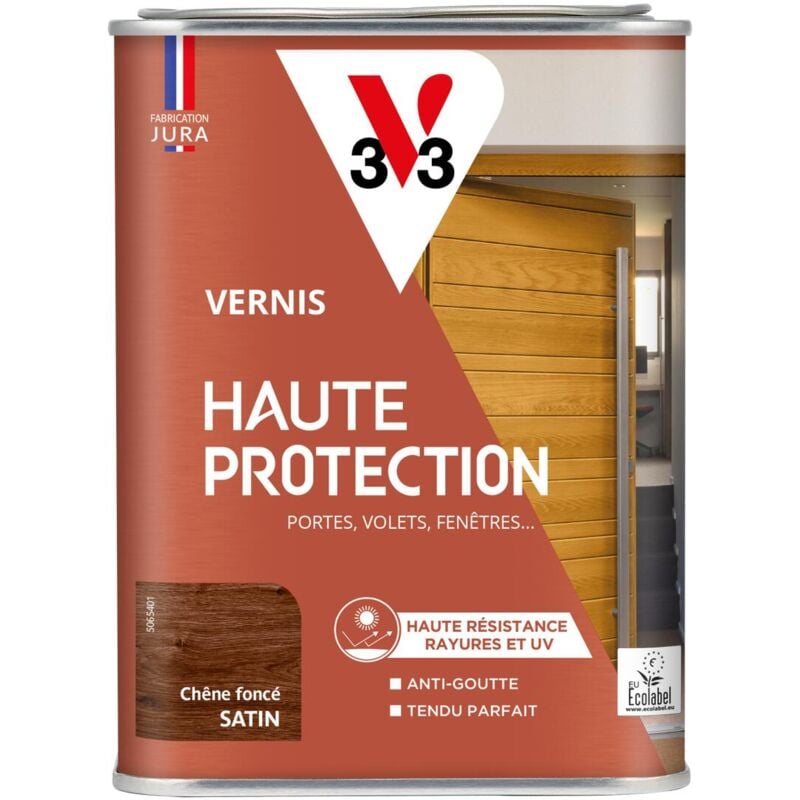 V33 - Vernis Haute Protection Ecolabel chêne foncé Satin - 1L