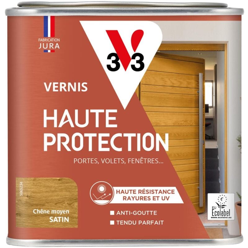 V33 - Vernis Haute Protection Ecolabel chêne moyen Satin - 0,5L