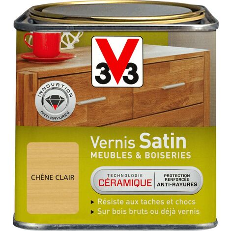 V33 – Vernis pour parquet et huisserie satin 0,5L – Protection céramique anti-rayures – Application facile sur bois brut et vernis