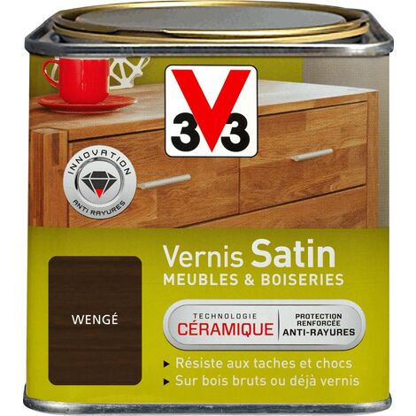 V33 – Vernis intérieur pour meubles et boiseries – Protection céramique anti-rayures – Aspect satin – 0,5L pour bois dur et exotique