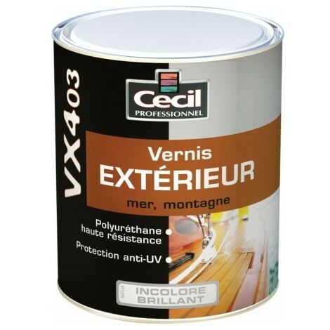 Vernis marin polyuréthane extérieur – Protection U.V. et intempéries – Film sec incolore brillant – Application facile au pinceau – Cecil - VX403