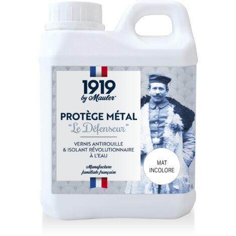 Vernis métal, fonte & antirouille - 0,5L Mat Incolore - Longue durée - Le Défenseur 1919 by Mauler