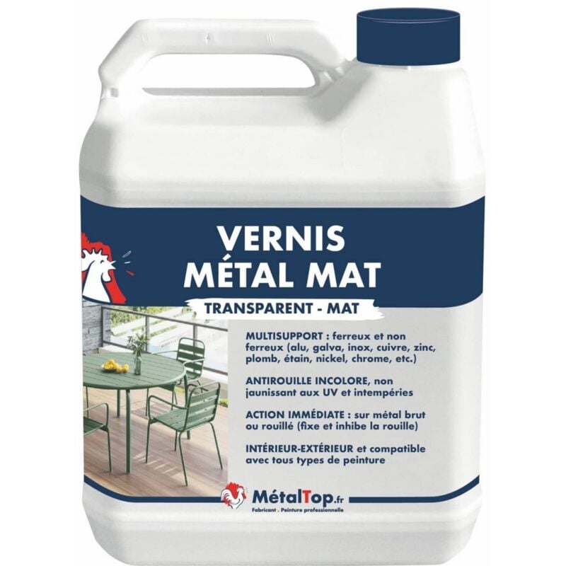Metaltop - Vernis Metal Mat - Pot 1 l - Incolore