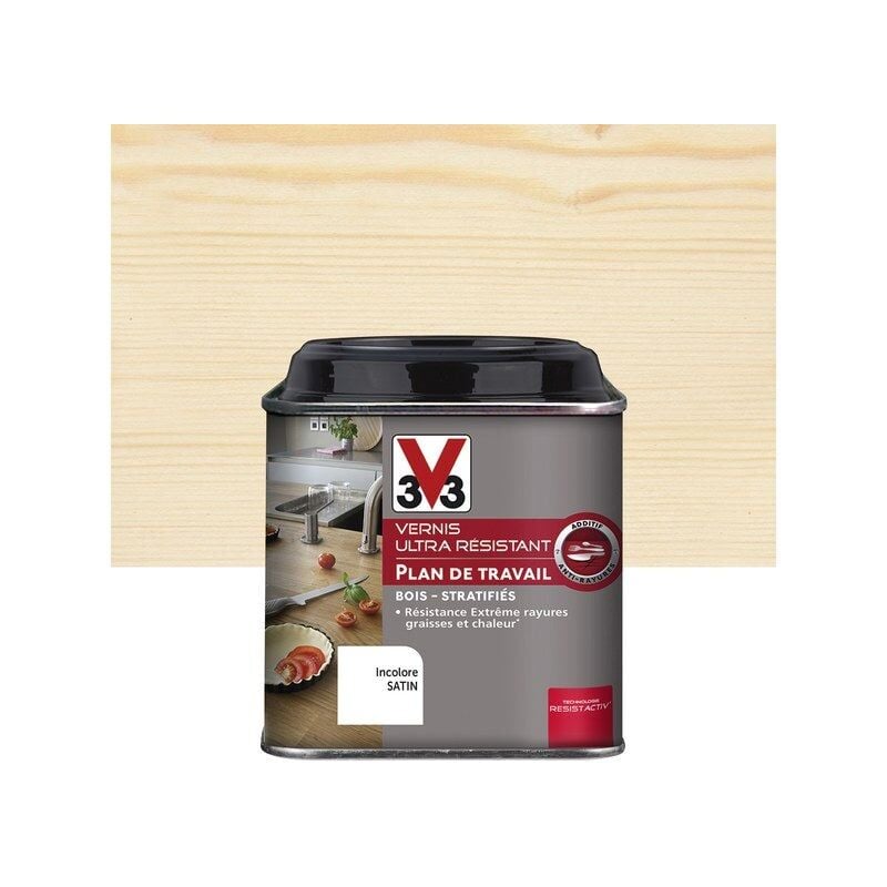 V33 - Vernis Plan De Travail Resist Activ Incolore Satiné, 0.5L