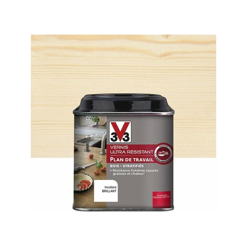 Vernis Plan De Travail Resist Activ V33, Incolore Brillant, 0.5L