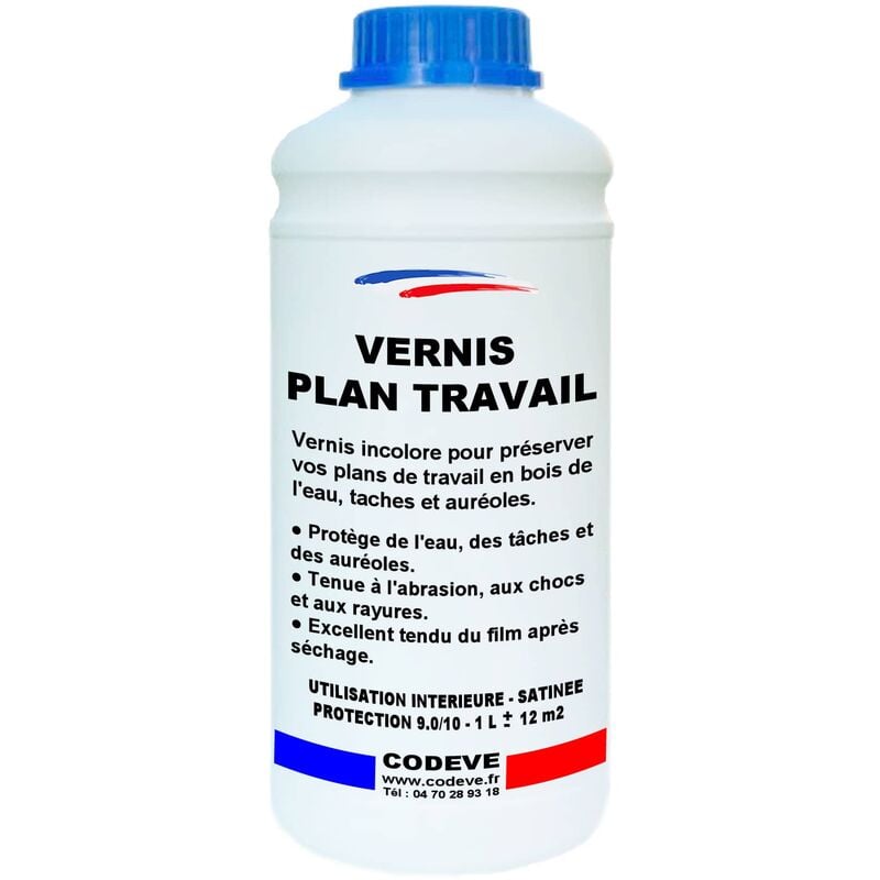 Vernis Plan De Travail - 1 L - Codeve Bois - Incolore Pour Un Plan De Travail En Bois Massif, Stratifié Ou Lamellé.