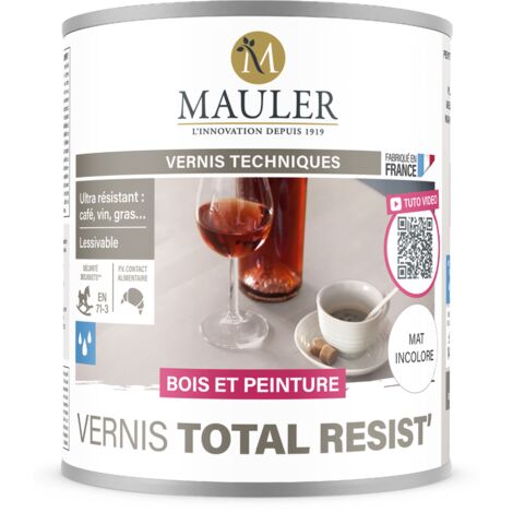 Vernis protection taches alimentaires et domestiques - 5L Mat Incolore - PV Contact Alimentaire - Vernis Total Resist' Mauler