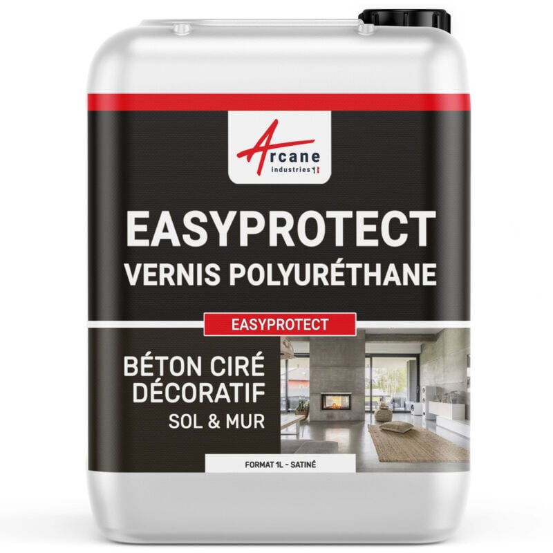 Arcane Industries - Vernis béton décoratif sol mur polyuréthane pu easyprotect - 10 m² - Satinée