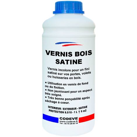Vernis Satine Bois - 1 L   - Codeve Bois - Pour Un Aspect De Finition Satiné Sur Un Bardage, Fenêtre Ou Volet Bois.