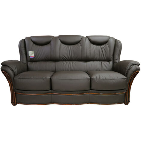 Verona 3 Seater Sofa Settee Genuine Italian Chocolate Brown Leather Offer