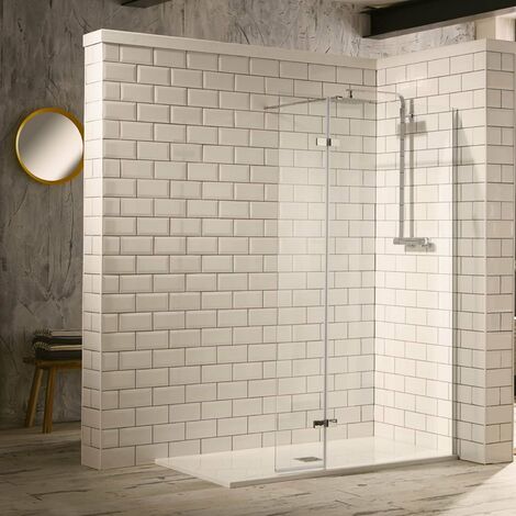main image of "Verona Aquaglass+ Walk-In Enclosure with Hinged Flipper Panel 600mm + 300mm Wide - 8mm Glass"