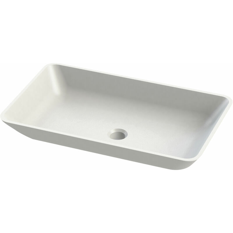 elvis rectangle solid surface sit-on countertop basin 596mm wide - 0 tap hole - verona