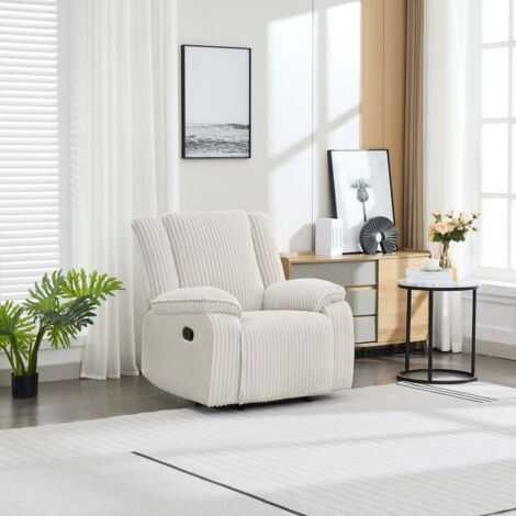 Verona Jumbo Cord Manual Recliner Chair (Beige)