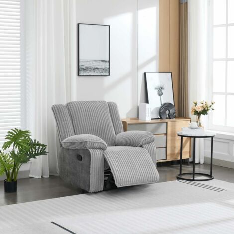 Verona Jumbo Cord Manual Recliner Chair (Grey)