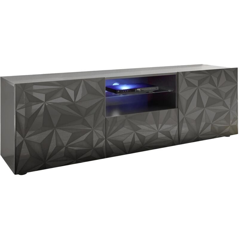 Mobilier Deco - verona - Meuble tv design 2 portes 2 niches et 1 tiroir noir