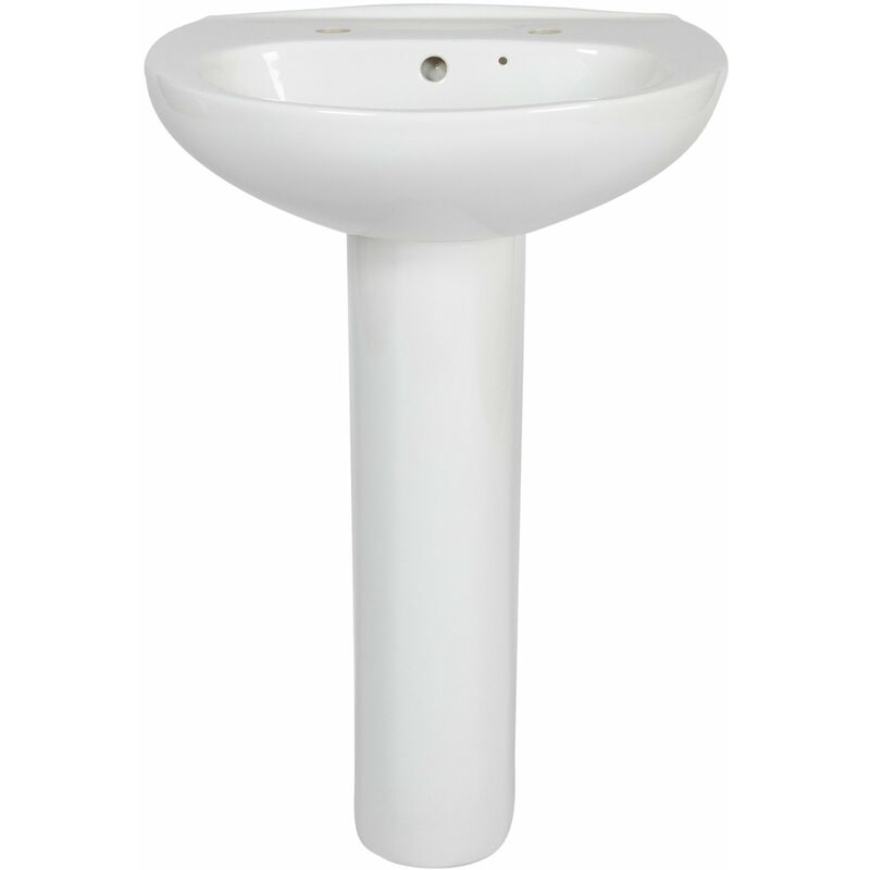 Verona Xclusive Basin with Full Pedestal 550mm Wide- 2 Tap Hole
