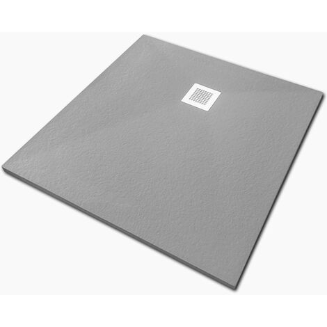 Veroni Duschwanne aus Kompositstein mit Schiefer-Muster flach (TxBxH) 100 x 100 x 3 cm Grau