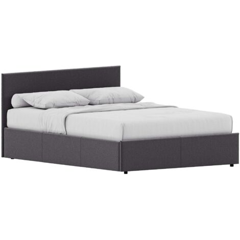 Veronica 4ft6 Double Fabric Ottoman Bed Frame, 135 x 190 cm, Dark-Grey-Linen