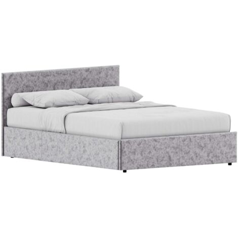 Veronica 5ft King Size Fabric Ottoman Bed Frame, 150 x 200 cm, Silver-Velvet