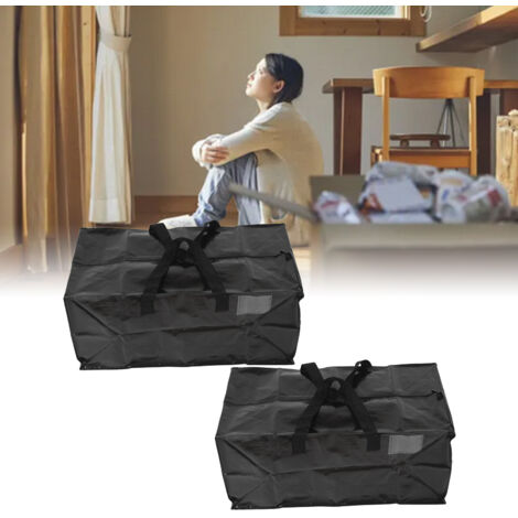 Verpackungsbeutel, PP-Material, 73 x 37 x 34 cm, Schwarz, 2er-Pack – Großes Fassungsvermögen, wasserdicht mit Tragegriff