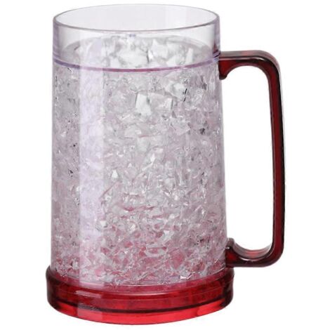 Verre à bière givré double paroi pour boissons fraîches, gobelet isotherme pour bière et vin, design transparent.