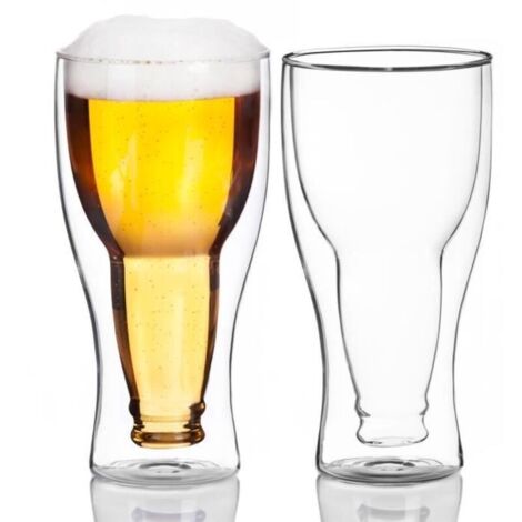 Verre à bière - Inside Out - 2 pièces - Verre soufflé à la bouche - Compatible lave-vaisselle - Blanc