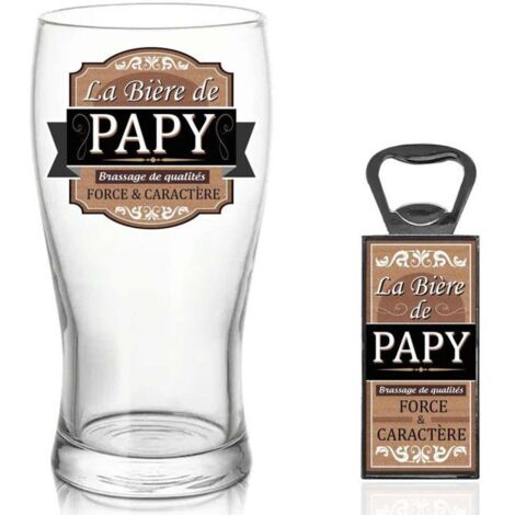 Verre à bière - STC - Coffret Papy Blanc - Verre de qualité - Design élégant - Compatible lave-vaisselle