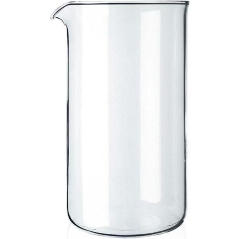 Verre à piston de rechange 8 tasses en verre borosilicate – Résistant jusqu'à 250°C – Diamètre 10 cm – Compatible cafetières 1L