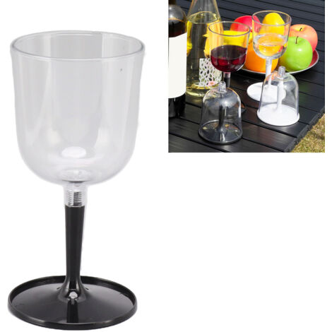 Verre à vin démontable portable anti-rupture transparent pour camping voyage noir capacité 10oz