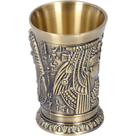 Verre à vin égyptien vintage avec motif sculpté innovant, idéal pour la maison, le bureau ou la collection de bar.