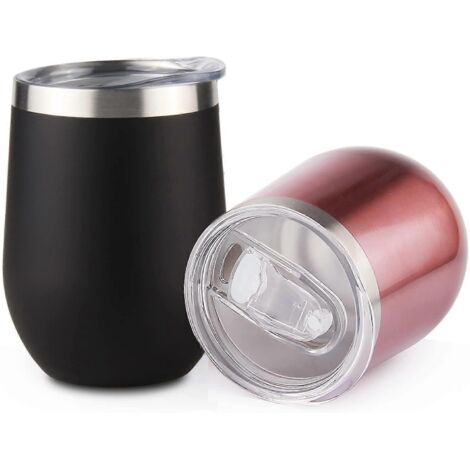 Verre à vin isotherme 2024, tasse à café double paroi en acier inoxydable avec couvercle, idéale pour le camping et les boissons chaudes.