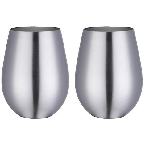 Verre à vin sans pied en acier inoxydable, gobelet à vin portable pour l'extérieur - Lot de 2 verres en métal - Couleur réelle