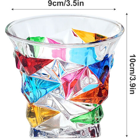 Verre à Whisky Coloré 320ml, Tasse Basse pour Maison et Cadeau