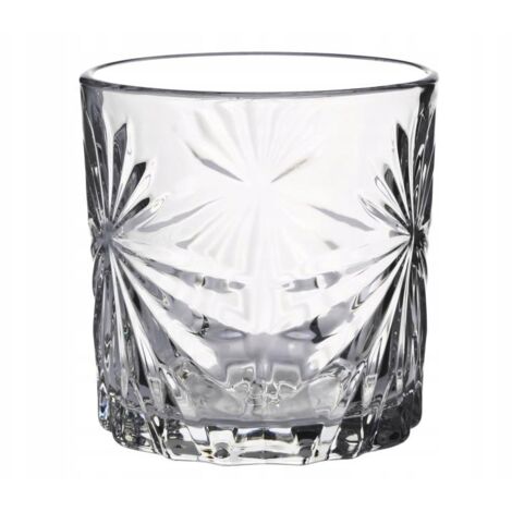 Verre à whisky fleuri 300 ml pour eau, jus et autres boissons, incolore, motif en relief imitant le cristal