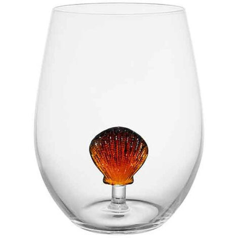 Verre coquillage ambré 10x12x10cm
