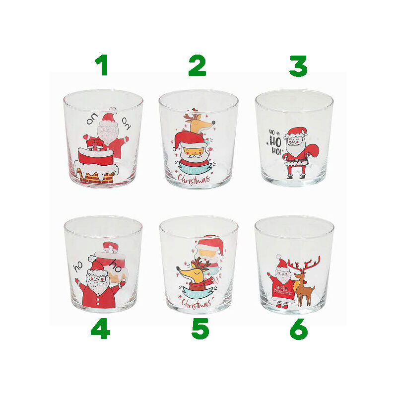 Verre de Noël en Verre Transparent avec Décorations de Noël - 340Cc