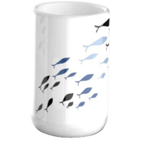Verre De Porte De La Brosse à Dents Blanche Avec Mobilier De Poisson En Céramique 69876