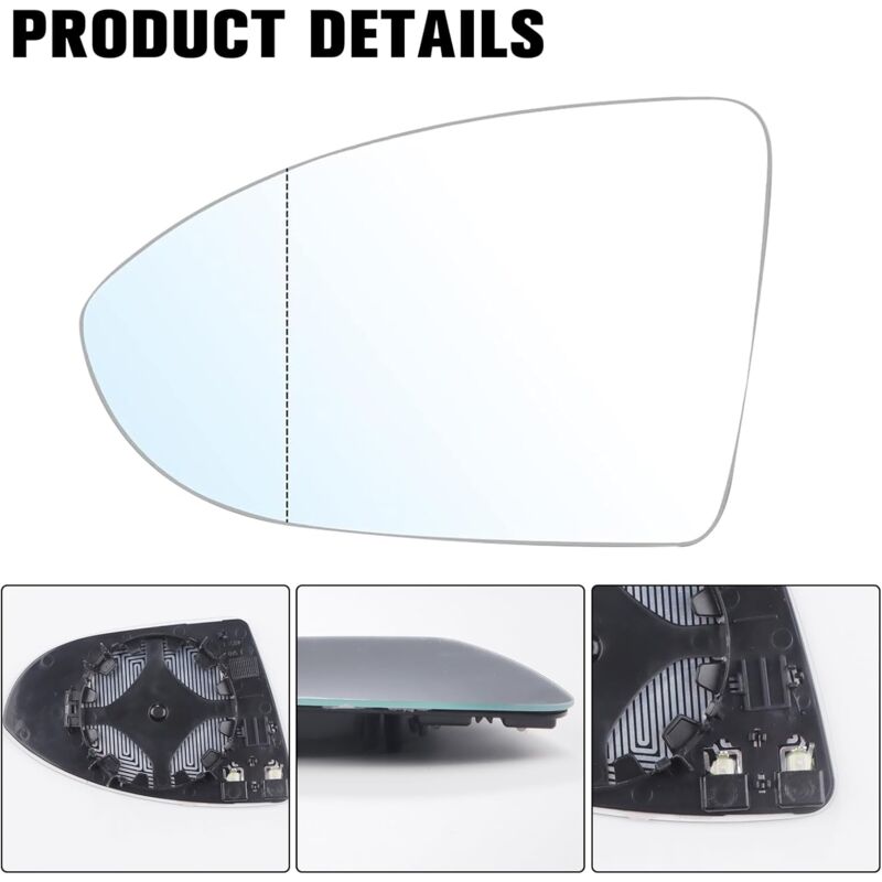 Verre de Rétroviseur Pemplacement pour Golf 7 Chauffant Asphérique avec Plaque de Support Rétroviseur Extérieur Réglable Adapté remplacement Verre de