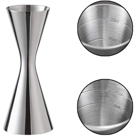 Verre doseur à cocktail 304 en acier inoxydable, balance intégrée, cocktail Jigger Dual Spirit Measure Cup, barman professionnel, convient pour les bars et les appartements (30/60 ml)