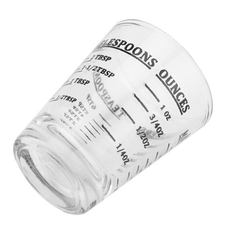 Verre doseur de cuisine avec 4 échelles (ml, oz, cuillères) - 30 ml / 1 once - Ustensile de précision